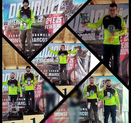 Atletas de Travancinha no pódio do Downhill Internacional Serra do Caramulo